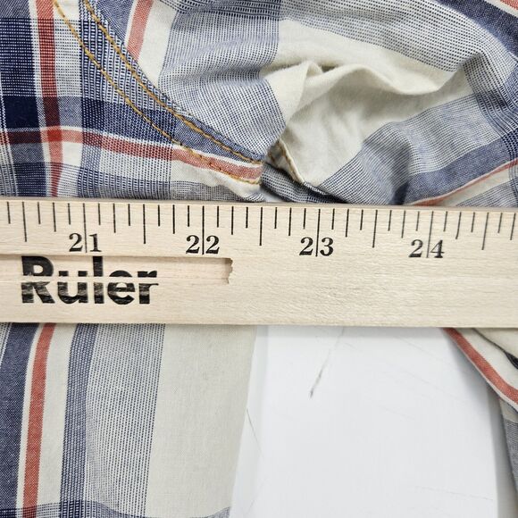 Third Army Shirt Mens Large Western Pearl Snap Denim Cowboy Rancher Plaid - Picture 8 of 10